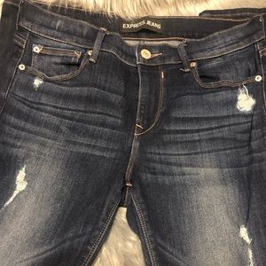 Express distress skinny jeans